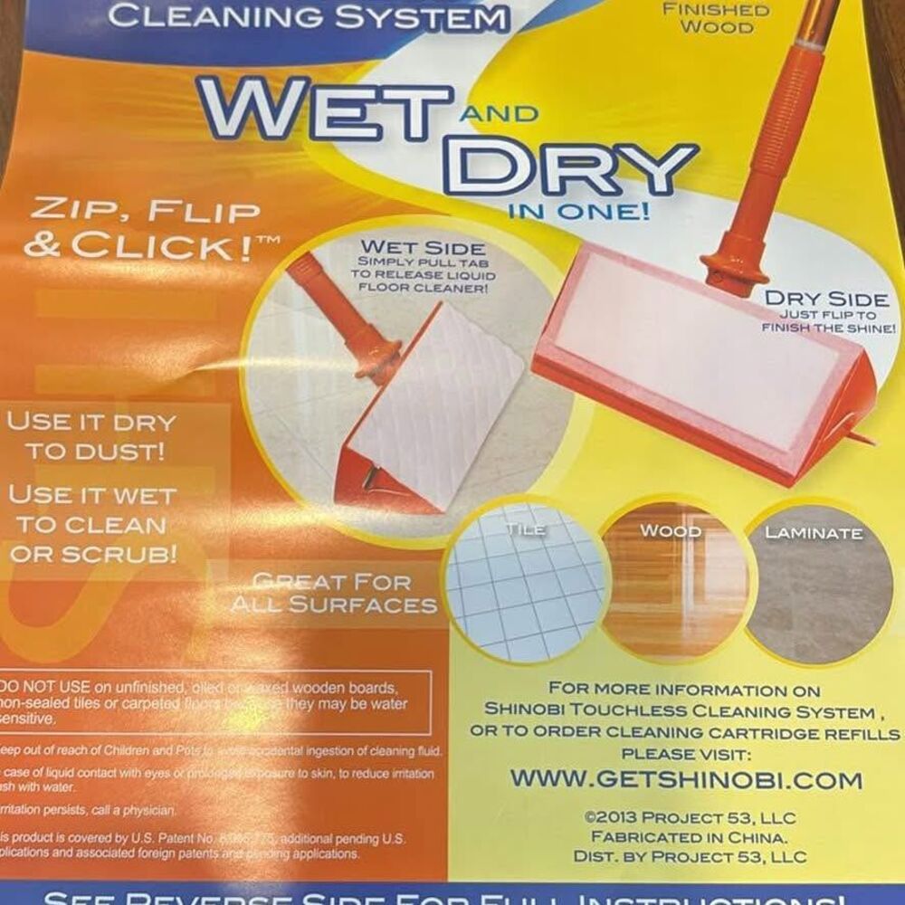 Shinobi Touchless Cleaning System Mop plus 8 pack floor 4 pack window